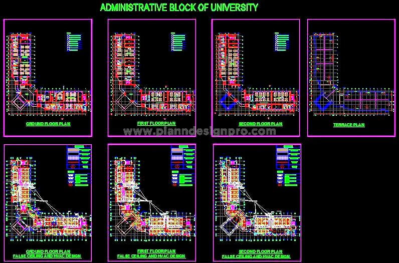 University Admin Block CAD Design- Layouts & HVAC Plan